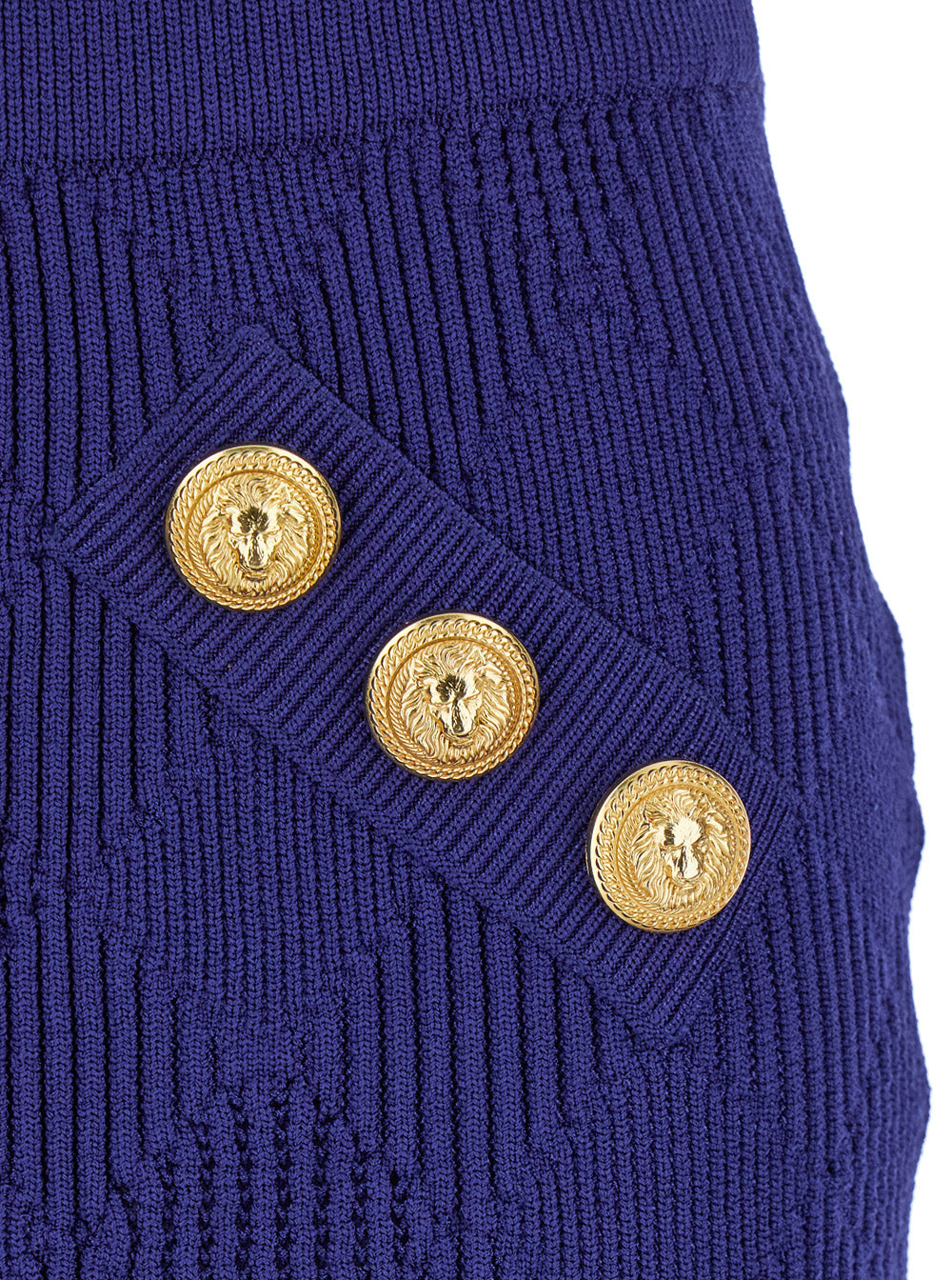 Balmain Women Blue Mini Skirt With Jewel Buttons In Viscose Blend Woman by Luosophy