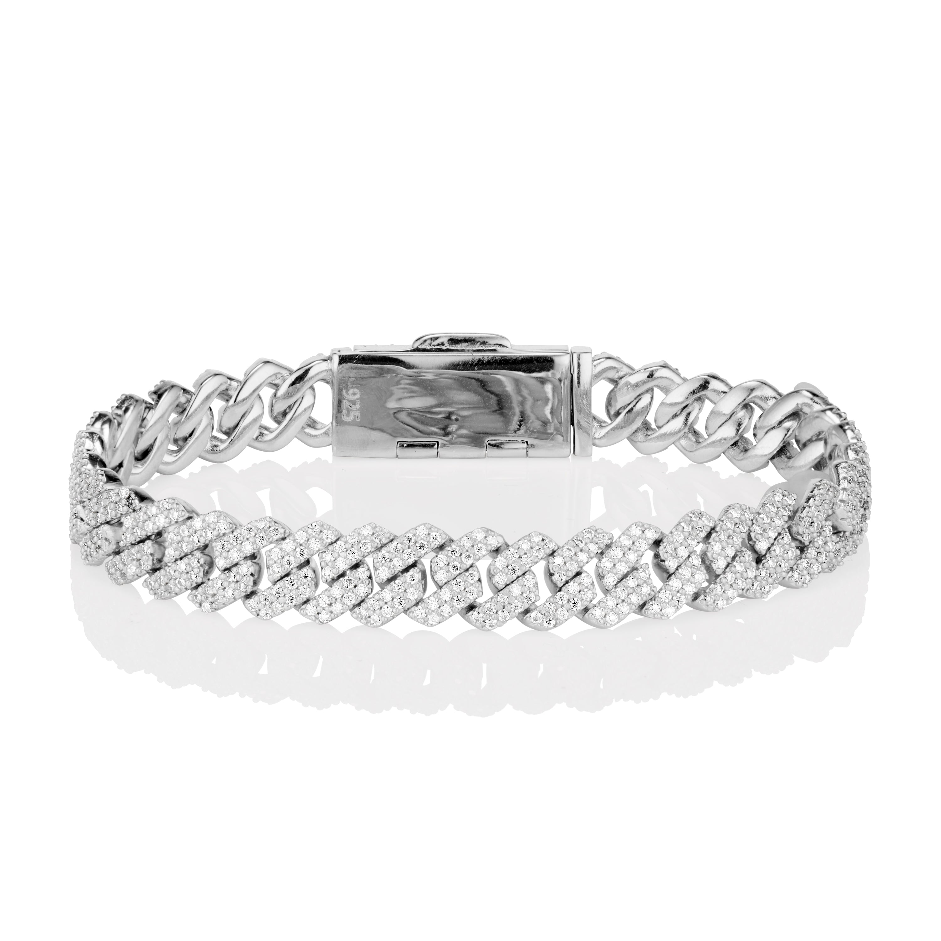 8MM Moissanite Cuban Bracelet in Solid 925 Silver by Jayco Jewelry