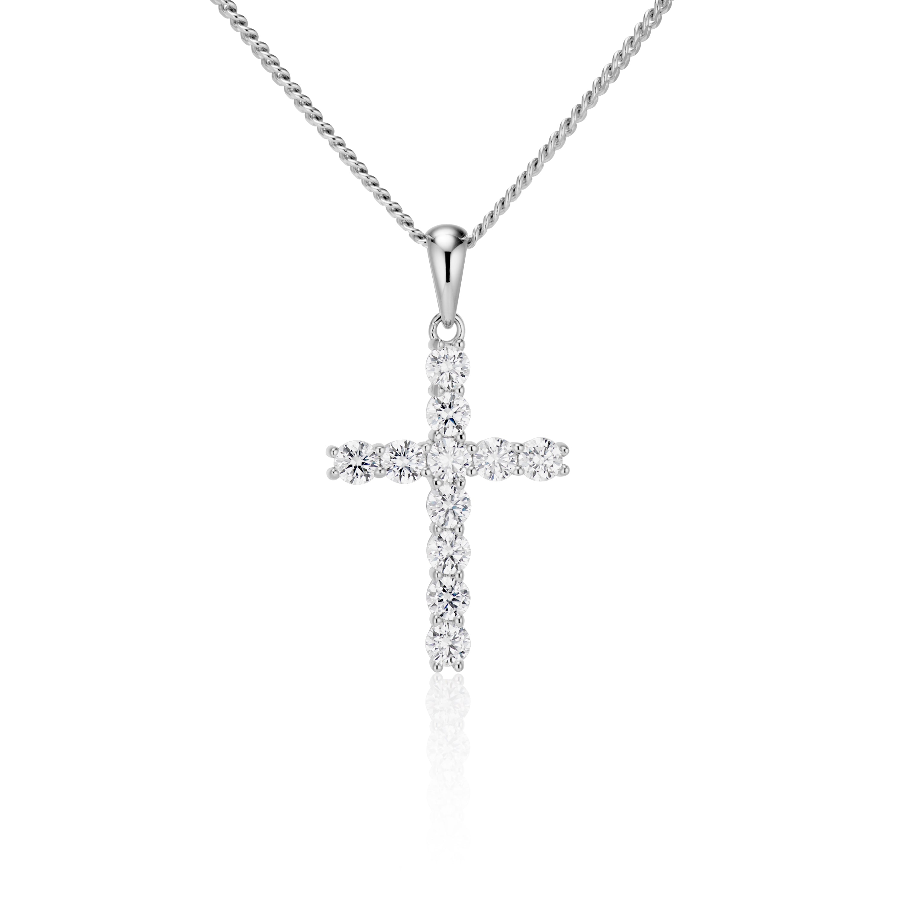 Moissanite Cross Pendant with Necklace in Silver by Jayco Jewelry