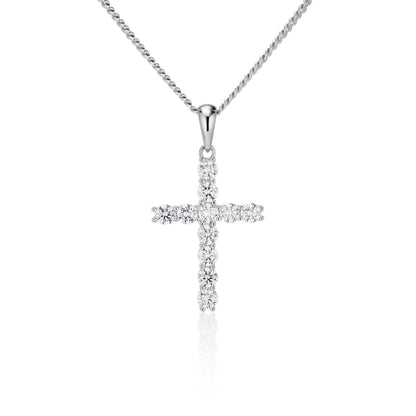 Moissanite Cross Pendant with Necklace in Silver by Jayco Jewelry