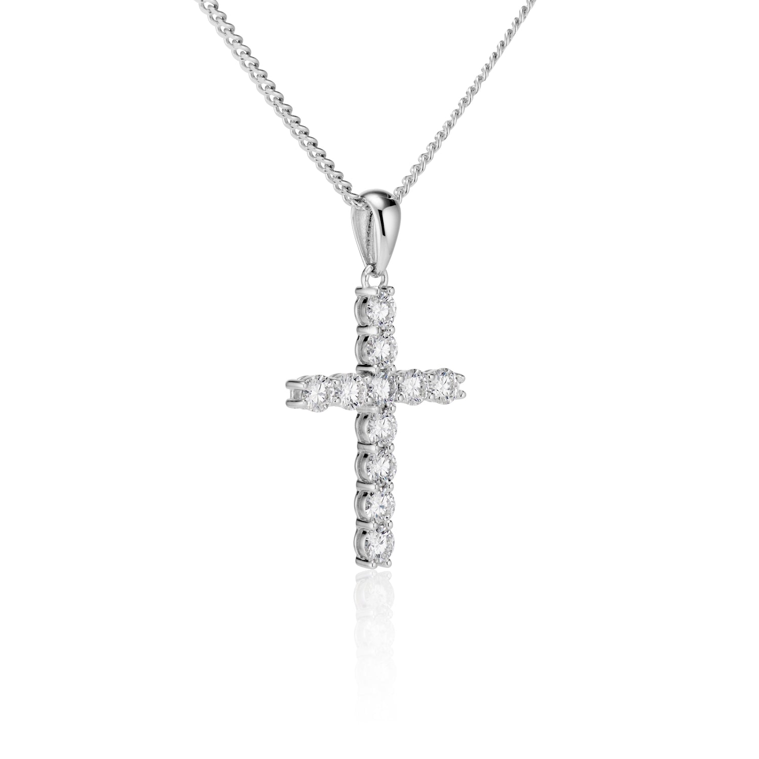 Moissanite Cross Pendant with Necklace in Silver by Jayco Jewelry