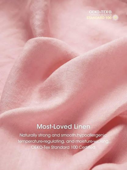 100% Linen Loose Fit Button Waist Gathered Midi Dress LUNA by LINTICO