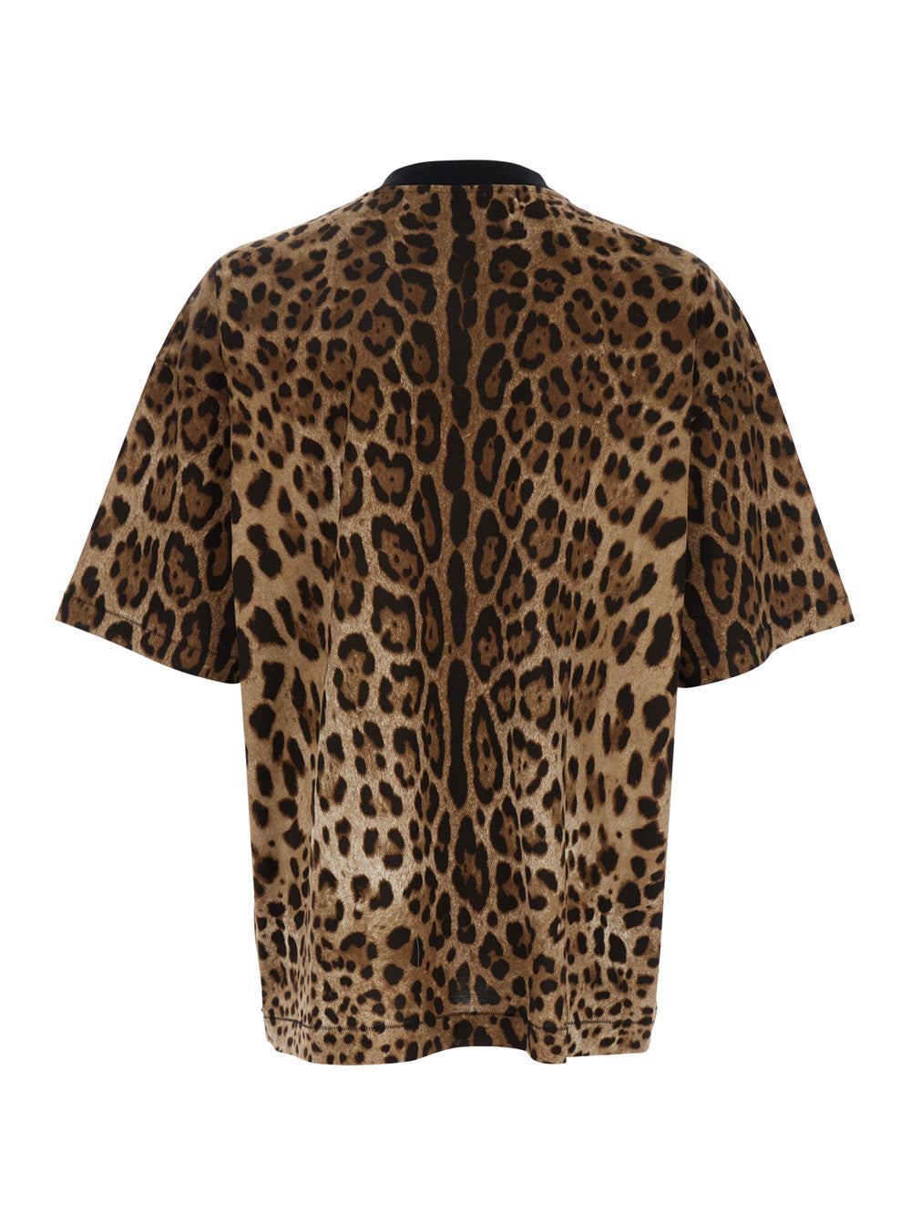 Dolce &amp; Gabbana Men Brown T-Shirt With All-Over Leopard Motif In Cotton Man by Luosophy