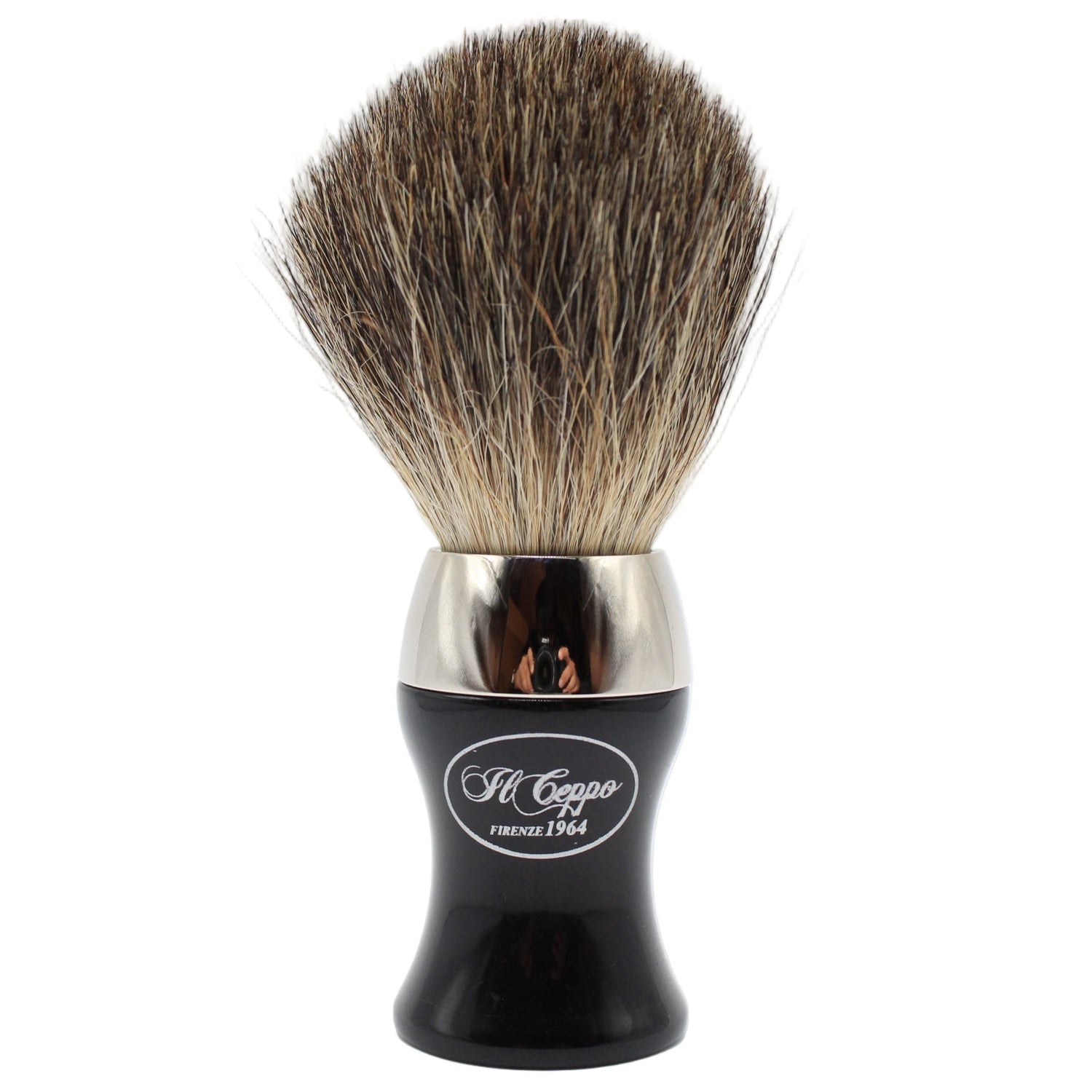 Il Ceppo Silver Black Handle Pure Badger Bristle Shave Brush by Pasteur Pharmacy