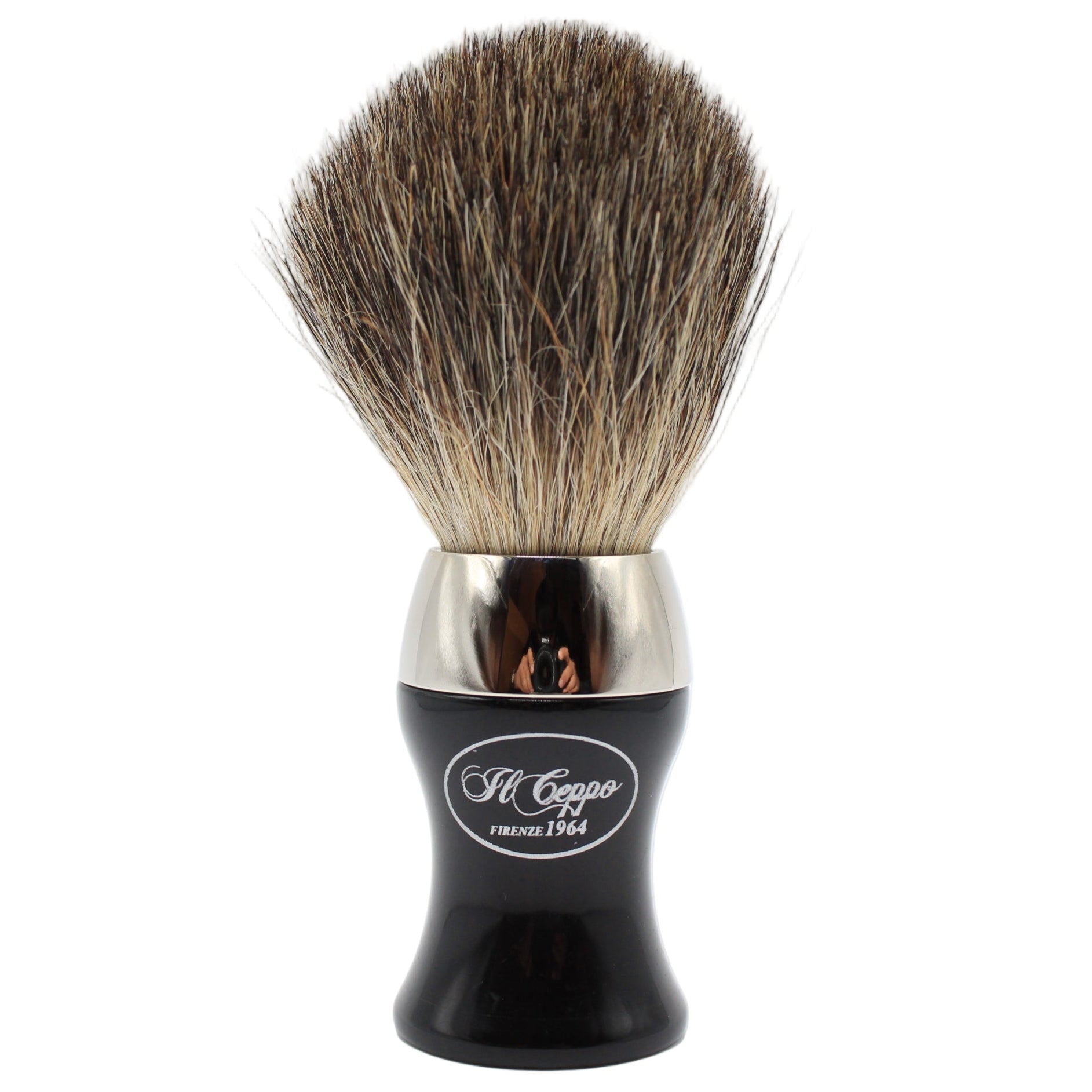 Il Ceppo Silver Black Handle Pure Badger Bristle Shave Brush by Pasteur Pharmacy