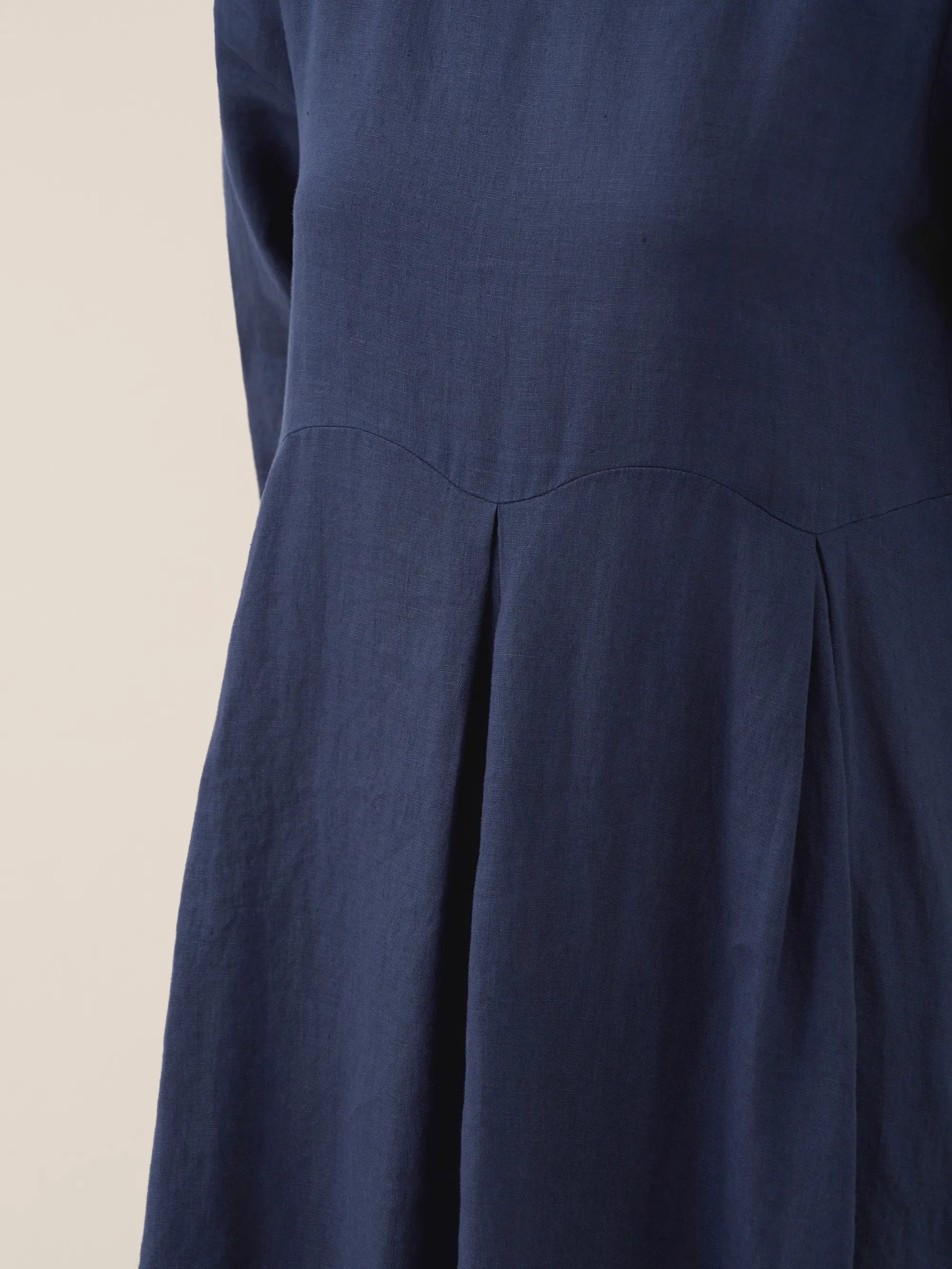 100% Linen Bateau Neck Pleated Midi Dress ABIGAIL by LINTICO