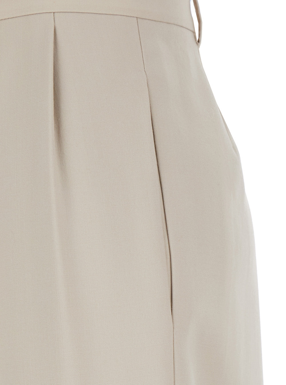 Saint Laurent Women Beige Pants With Belt Loops And Pences On The Front In Wool Woman by Luosophy