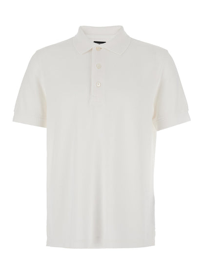 Tom Ford Men White Polo Shirt With Classic Collar In Cotton Blend Man by Luosophy