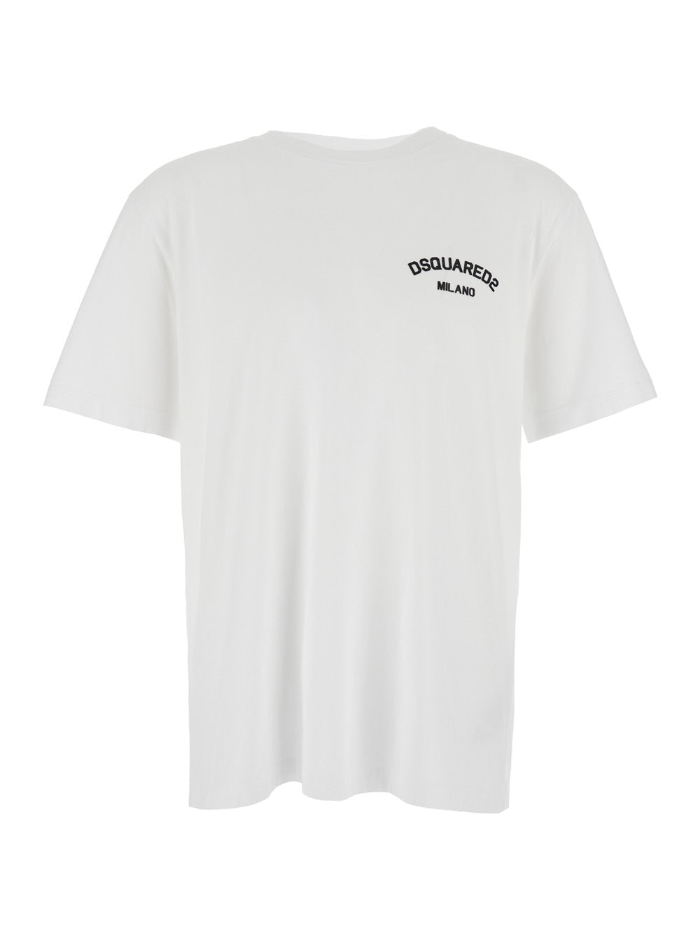 Dsquared2 Men White Crewneck T-Shirt With Logo Lettering On The Front In Cotton Man by Luosophy