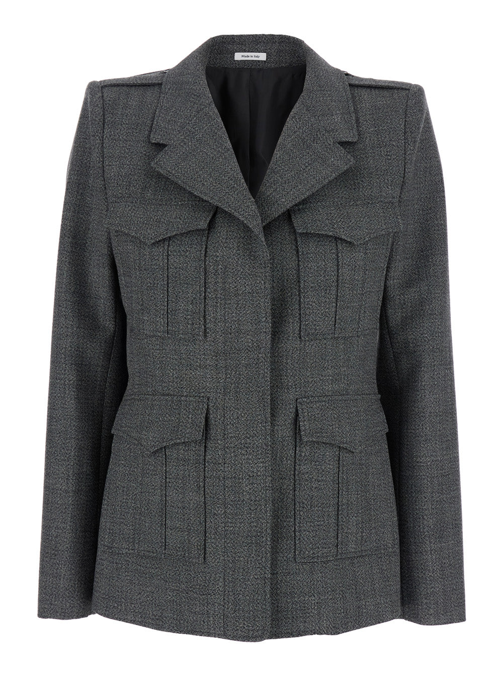 Alexander Mcqueen Women Grey Jacket With Wide Notched Revers In Wool Woman by Luosophy