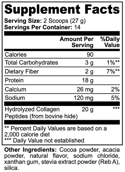 Grass-Fed Collagen Peptides Powder (Chocolate), 13.3 oz. by Minimo Nutrition