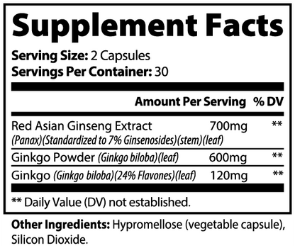 Ginkgo Biloba + Ginseng, 60 ct. by Minimo Nutrition