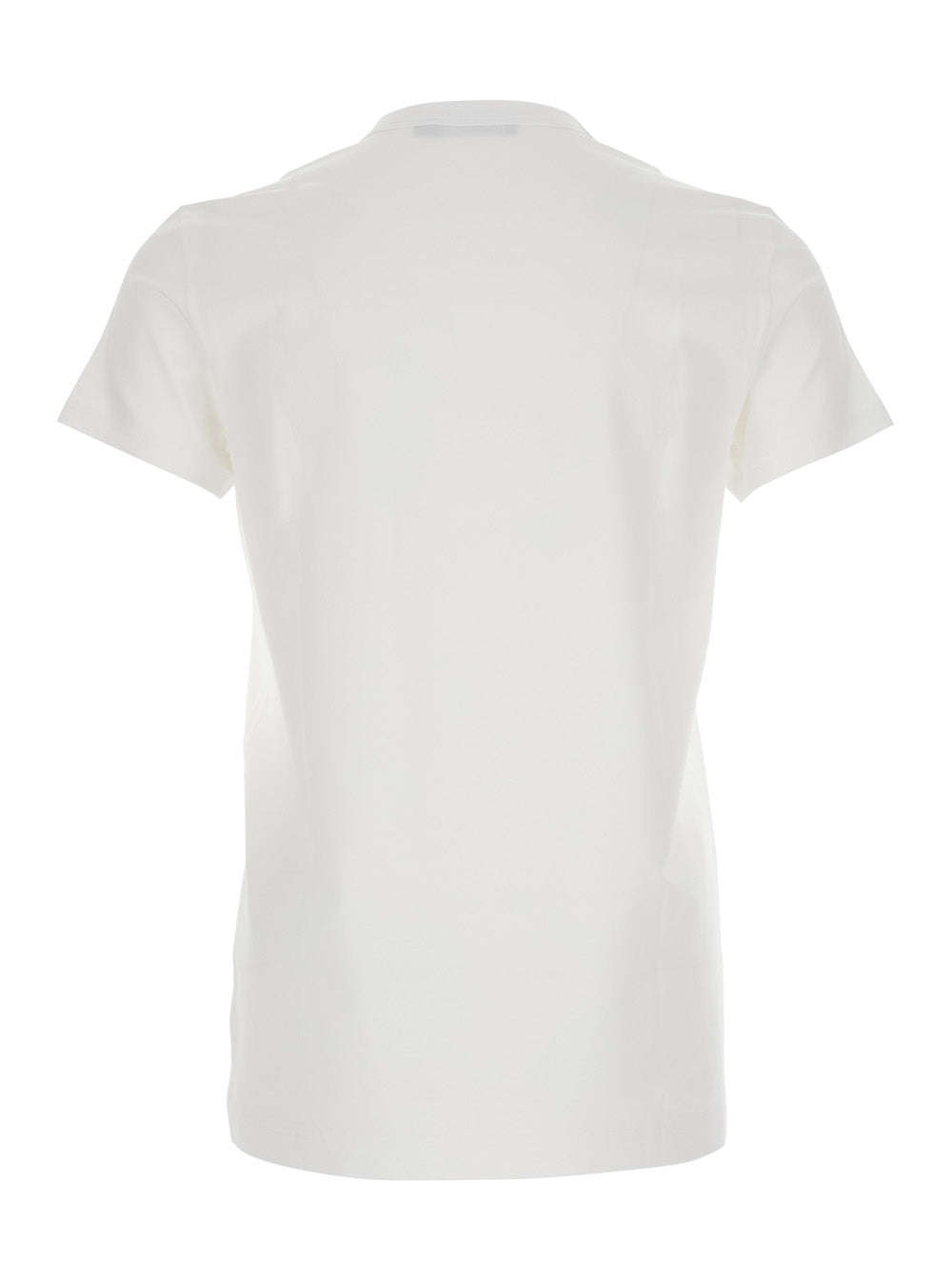 Dolce &amp; Gabbana Men White Crewneck T-Shirt With Tonal Logo Lettering Embroidery On The Front In Cotton Stretch Man by Luosophy