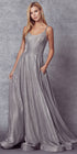 Juliet 206 Long A-Line Glitter Gown Side Pockets by DiscountDressShop
