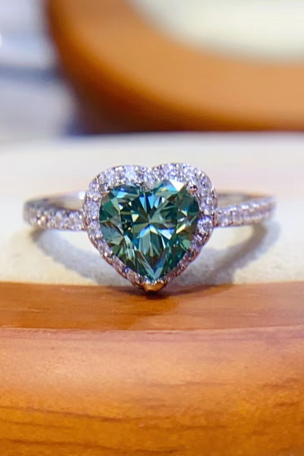 1-Carat Green Sparkala™ Heart Ring (Platinum Over Pure Sterling Silver) by Sparkala