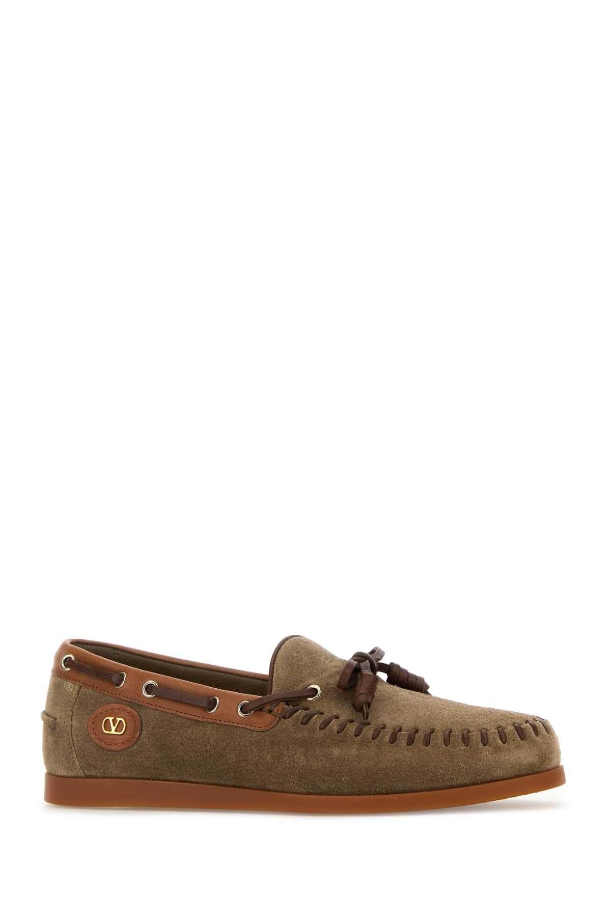 Valentino Garavani Men Mud Suede Vlogo Signature Loafers by Luosophy