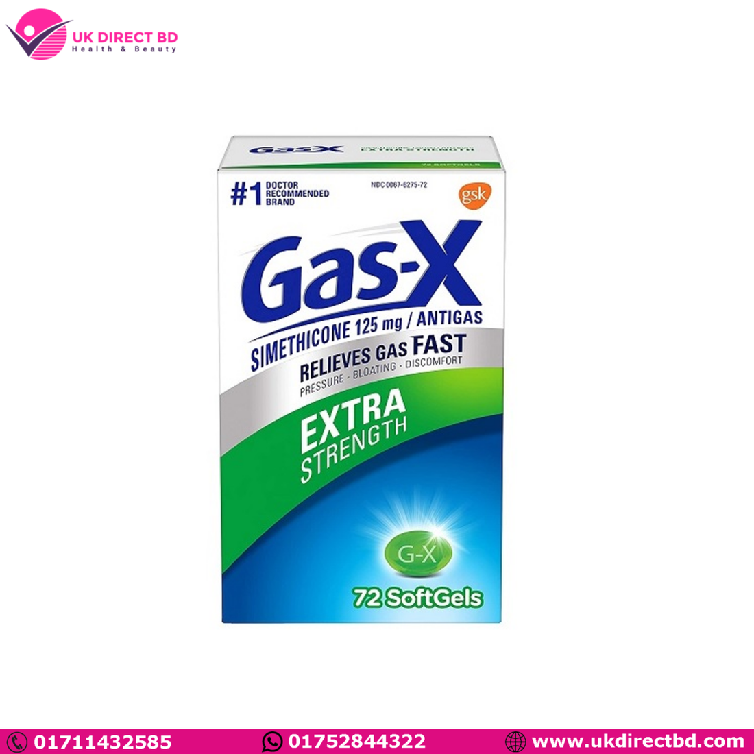 Gas-X Extra Strength Softgel For Relief - 72ct by Pasteur Pharmacy