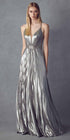 Juliet 226 Metallic Pleated Long Dress A-Line Lace-Up Back by DiscountDressShop