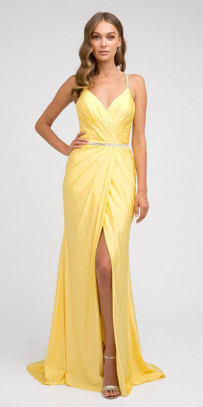 Juliet 233 Long Dress with Strappy-Back and Train by DiscountDressShop