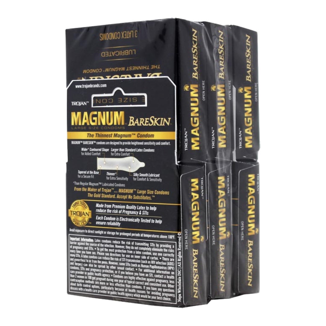 Trojan Magnum Bareskin Lubricated Latex Condoms 3-Pack Large by Pasteur Pharmacy