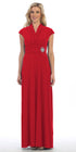 CLEARANCE - Celavie 2466L Red Cap Sleeve A-line Long Dress (Size 2XL) by DiscountDressShop