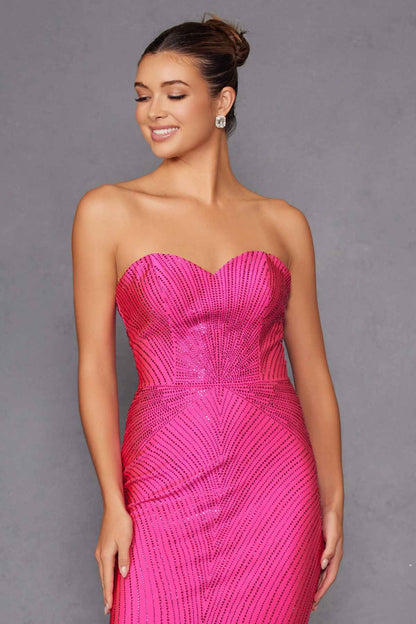 Juliet JT2472R Long Strapless Rhinestone Details Sweetheart Fitted Gown by DiscountDressShop