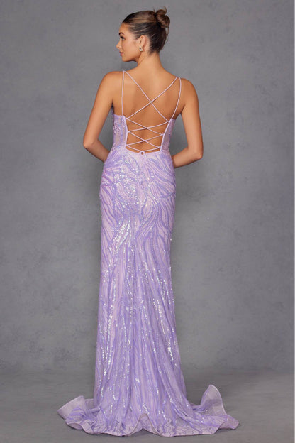 Juliet JT2473R Long Fitted Sequin Lace Applique Boned Corset Gown by DiscountDressShop