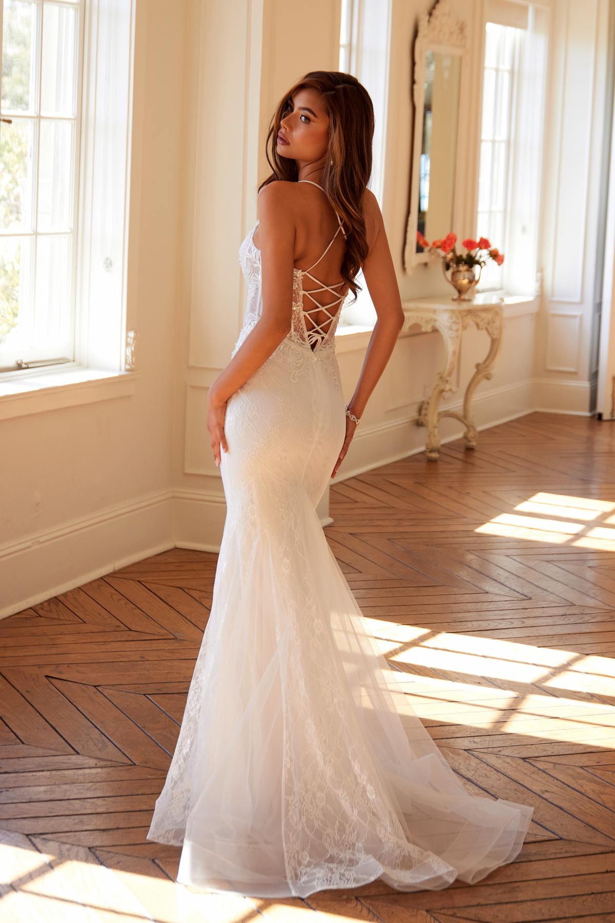 Juliet JT2481UW Embellished Lace Mermaid Bridal Dress by DiscountDressShop