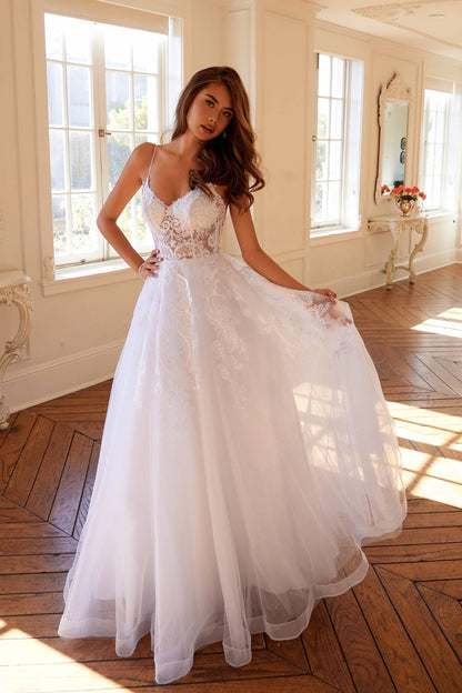 Juliet JT2482SW Floor Length A-Line Lace/Tulle Wedding Ball Gown by DiscountDressShop