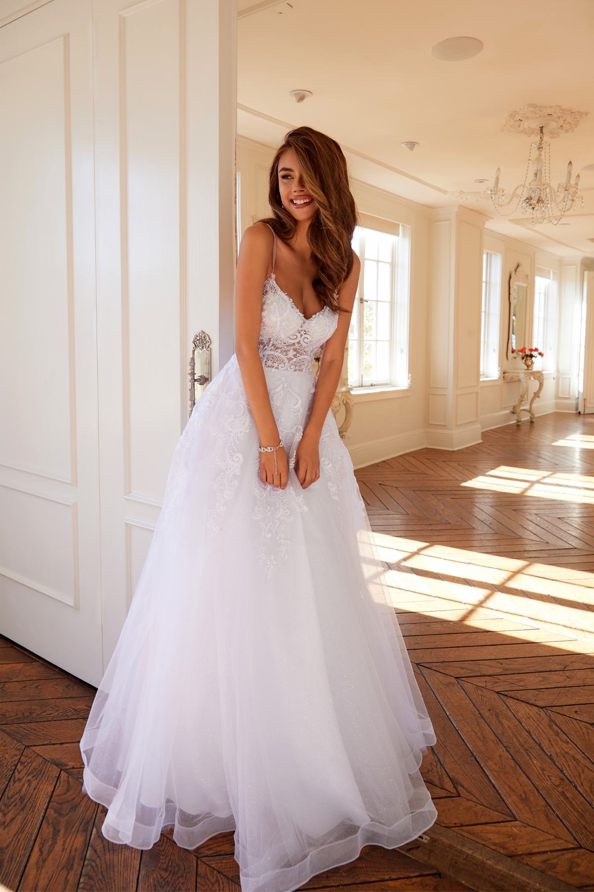 Juliet JT2482SW Floor Length A-Line Lace/Tulle Wedding Ball Gown by DiscountDressShop