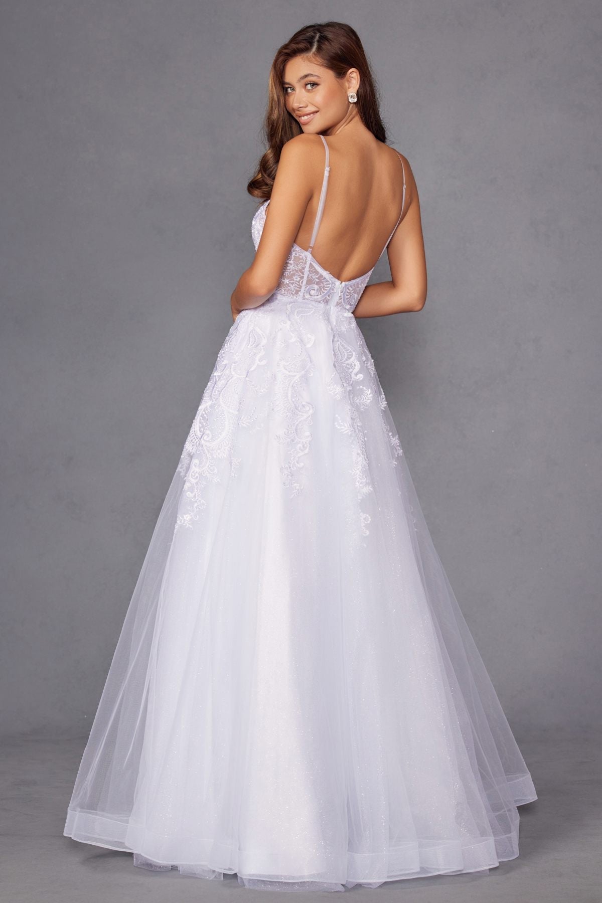 Juliet JT2482SW Floor Length A-Line Lace/Tulle Wedding Ball Gown by DiscountDressShop