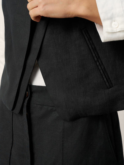 Linen-Lyocell Panel Layered Vest ODELIA by LINTICO