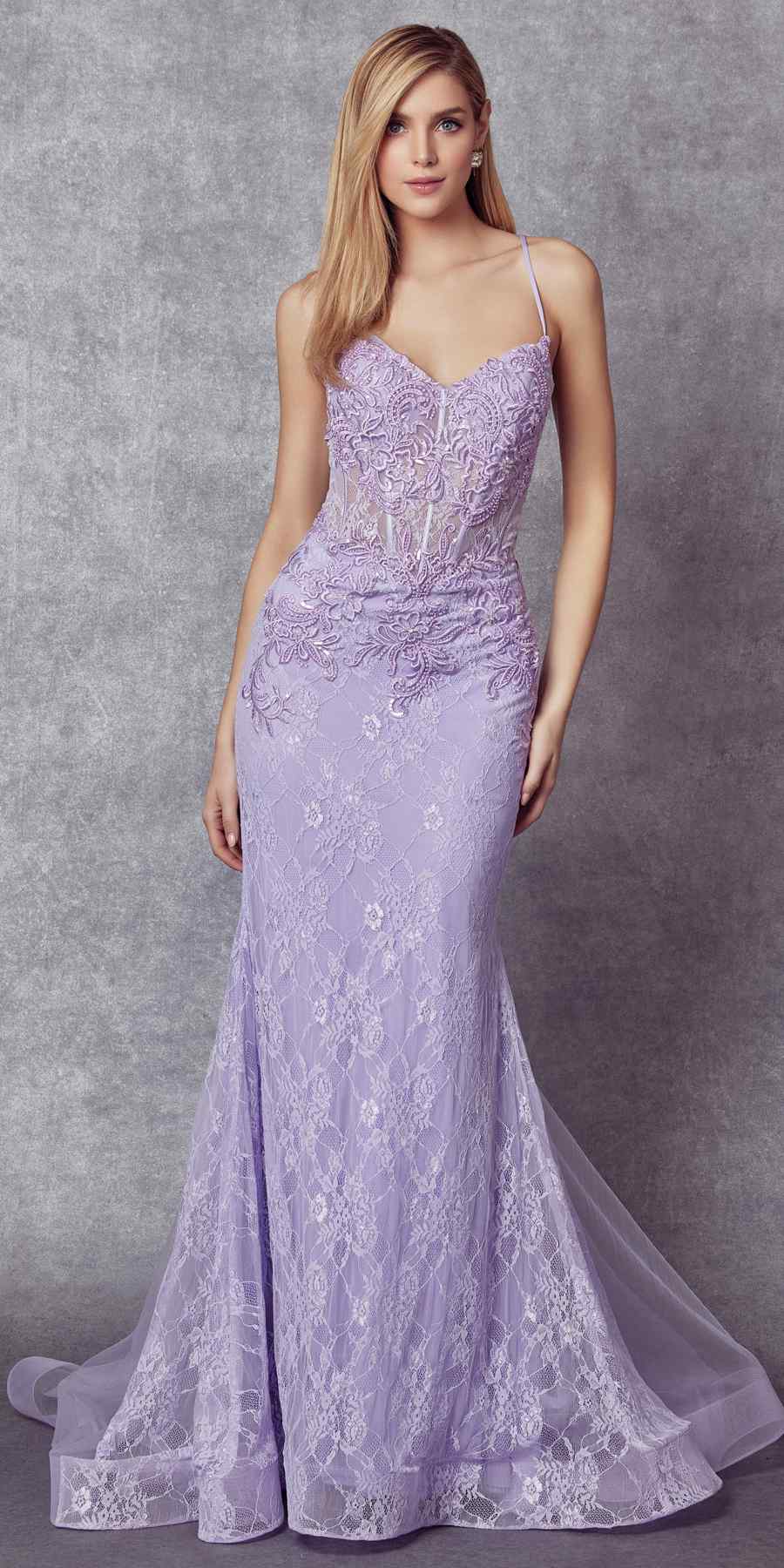 Juliet 250 Embellished Lace Mermaid Dress by DiscountDressShop