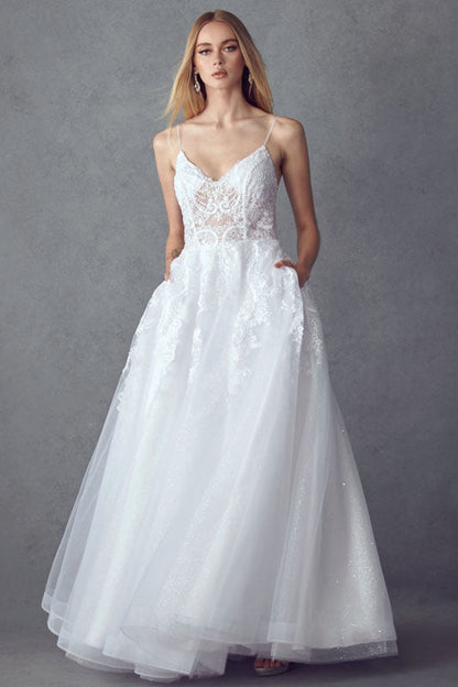 Juliet JT2482SW Floor Length A-Line Lace/Tulle Wedding Ball Gown by DiscountDressShop