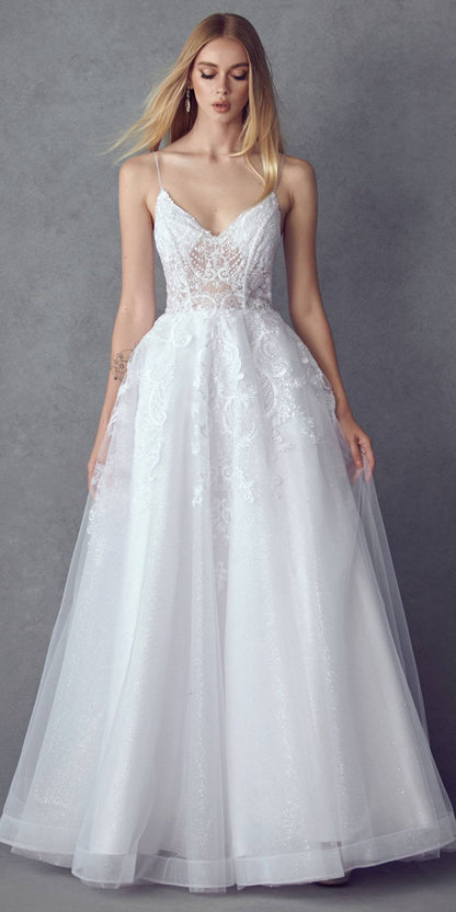 Juliet JT2482SW Floor Length A-Line Lace/Tulle Wedding Ball Gown by DiscountDressShop