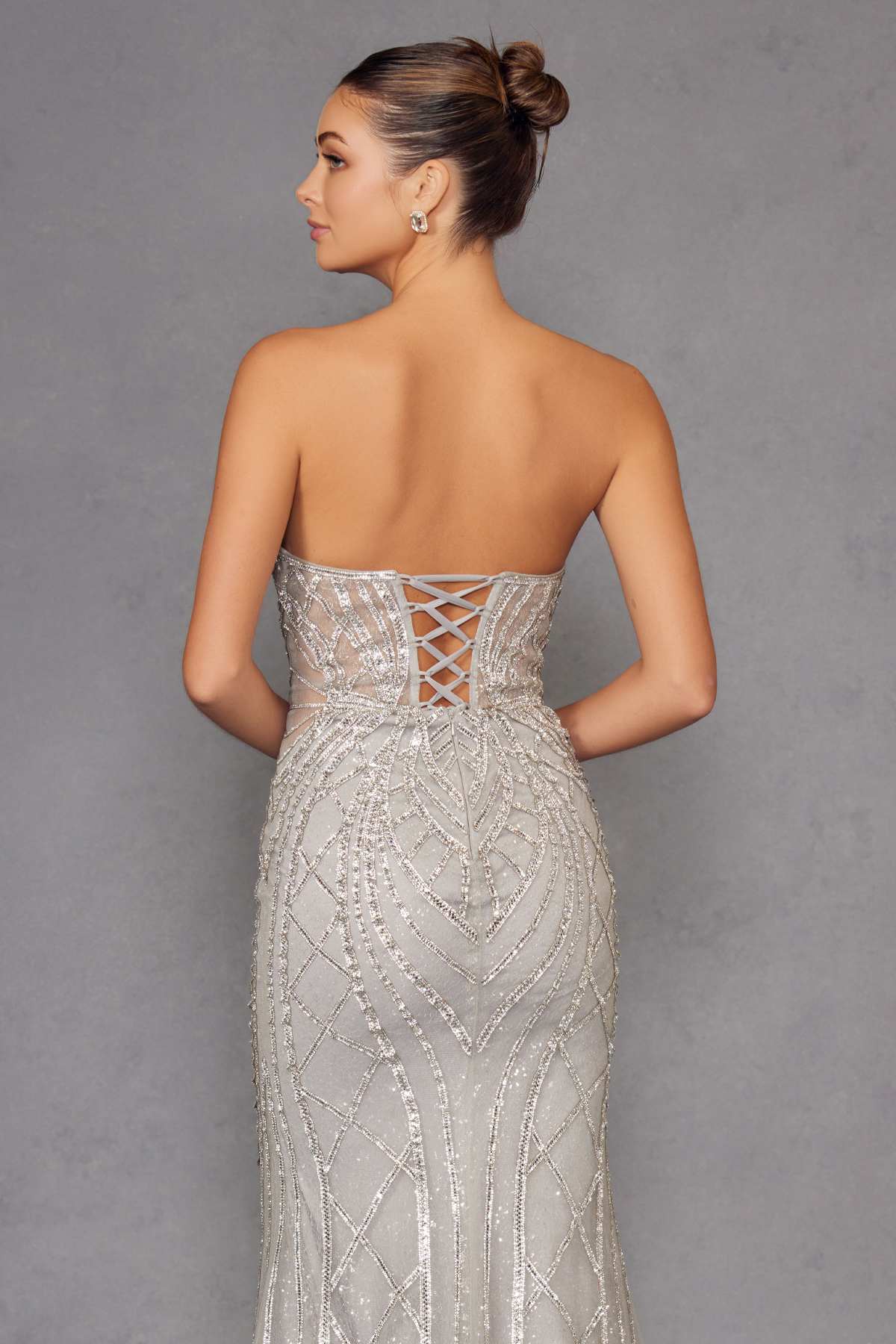 Juliet JT2525L Luxury High End Strapless Fitted Evening Gown by DiscountDressShop