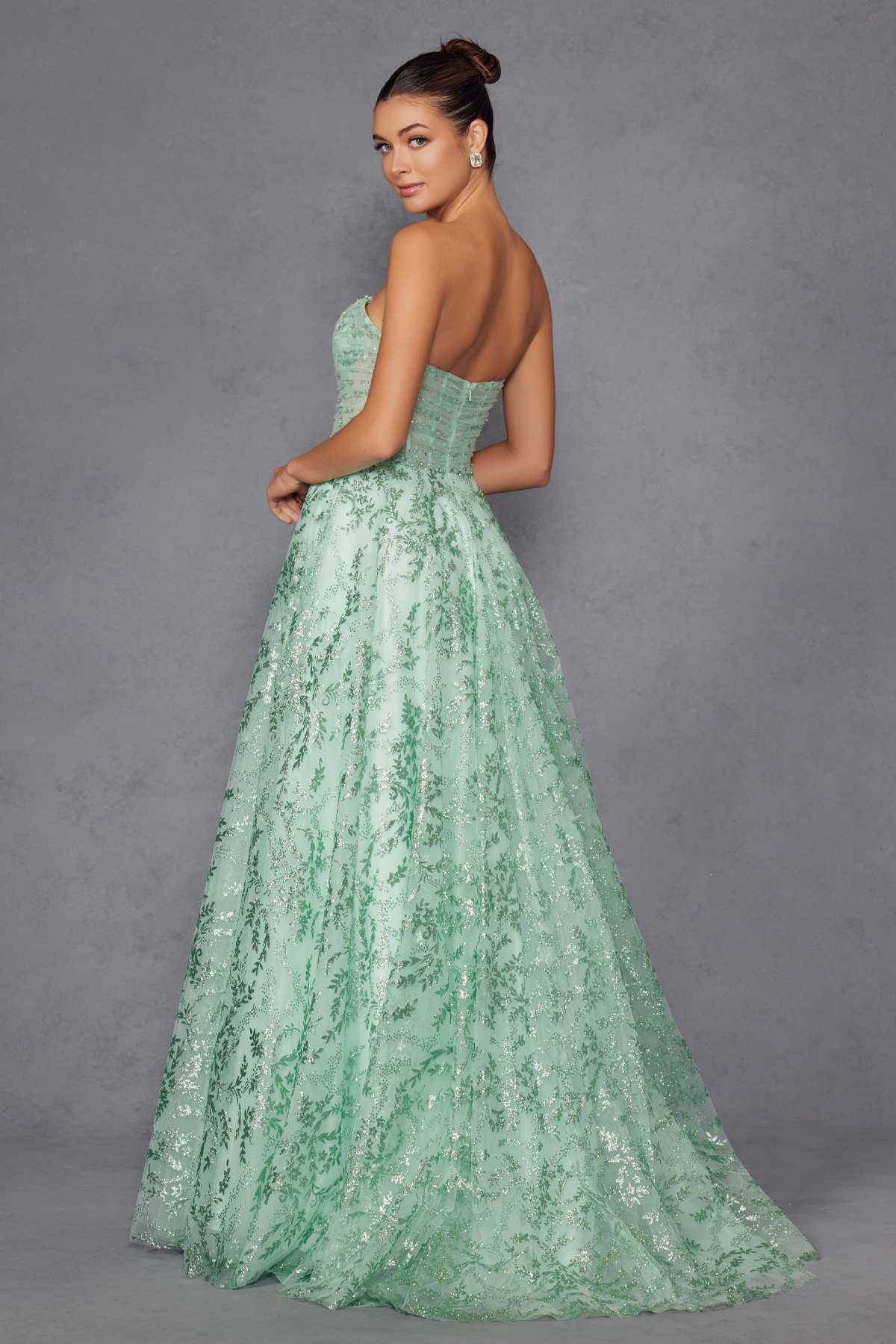 Juliet JT2547S Strapless Sweetheart A-Line Mint Gown by DiscountDressShop