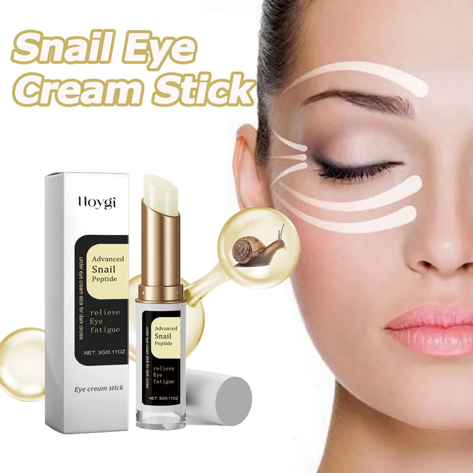 Snail Eye Cream Stick Collagen Fade Fine Lines Wrinkle Lightening Dark Circles Firming Eye Bags Puffiness Moisturizing Eye Cream by Korean Skin Care