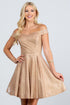 CLEARANCE - La Scala 25759 Short Off the Shoulder Skater Dress Glitter Jacquard (Size S) by DiscountDressShop