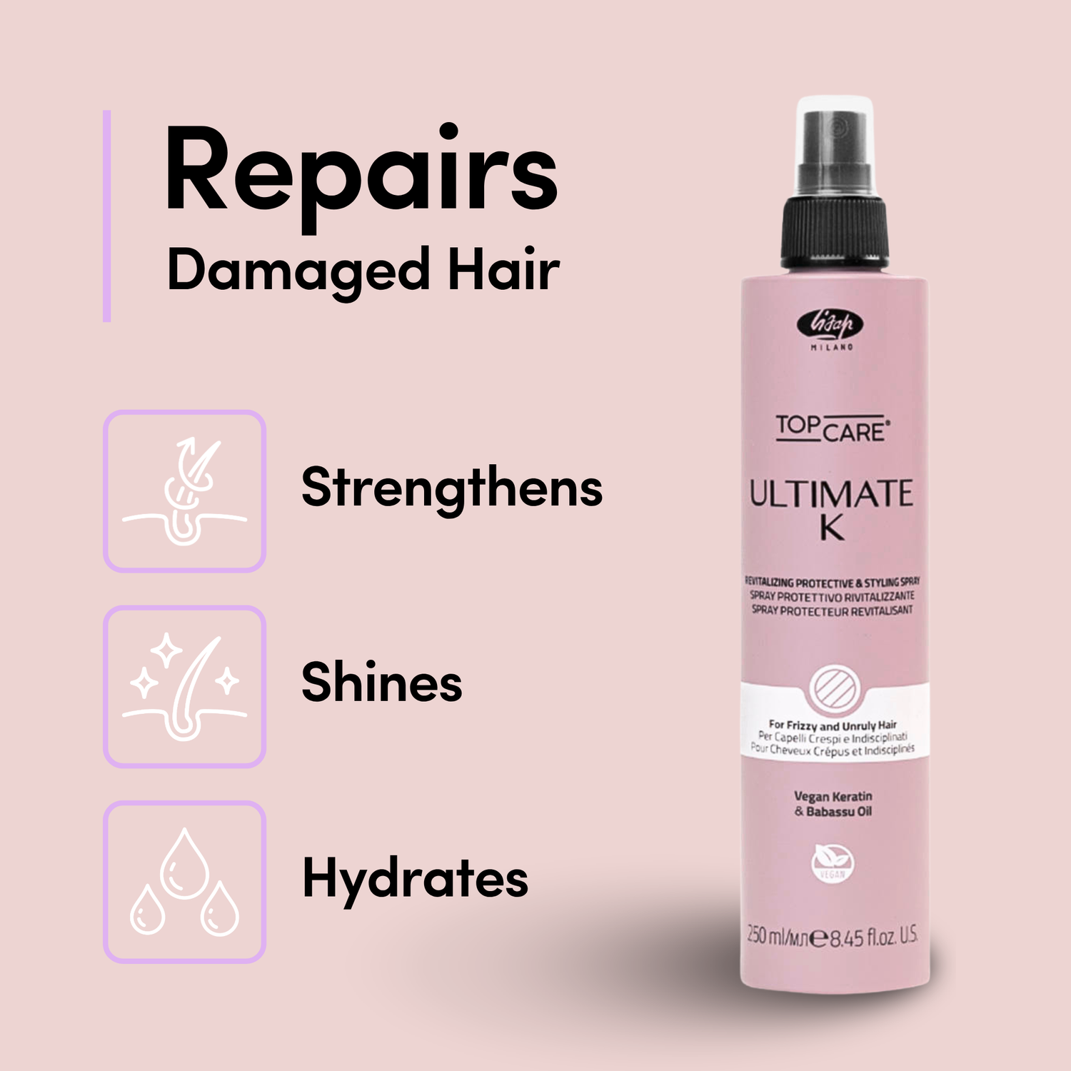Top Care Ultimate K Revitalizing Protective &amp; Styling Spray by Lisap Milano