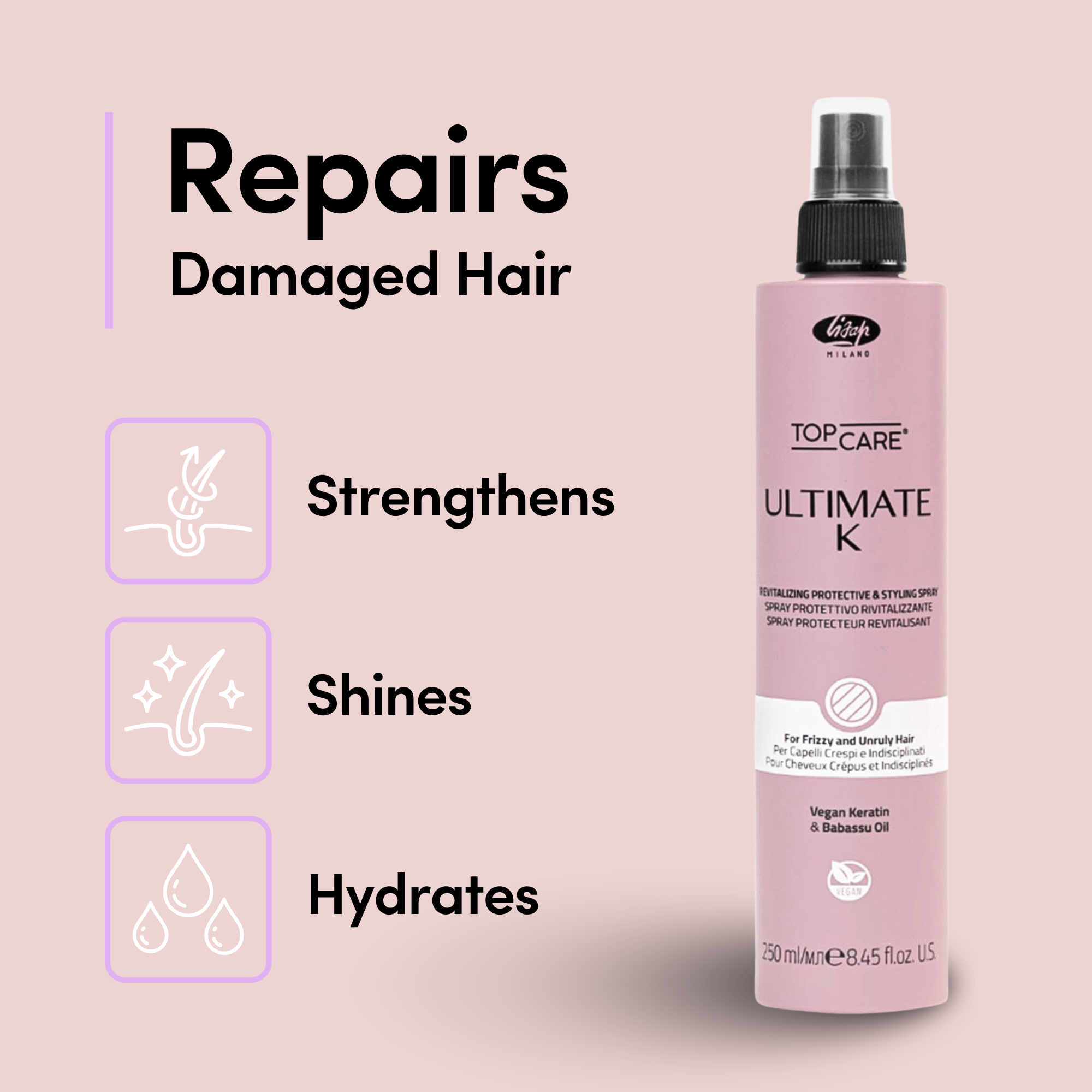 Top Care Ultimate K Revitalizing Protective &amp; Styling Spray by Lisap Milano