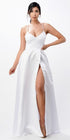 CLEARANCE - La Scala 25895 Open Side Back Spaghetti Tie Stretch Satin Gown (Size XL) by DiscountDressShop