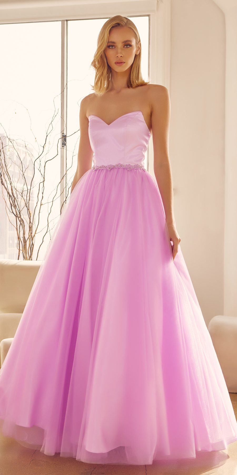 Juliet 265 Strapless A-Line Ball Gown Beaded Belt by DiscountDressShop