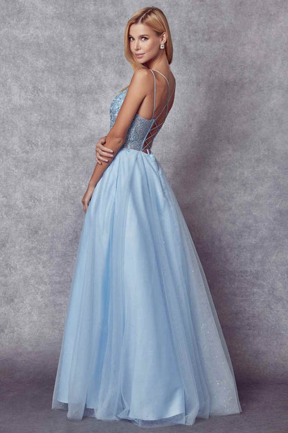 Juliet 268 Embroidered Sparkle Tulle Ball Gown by DiscountDressShop