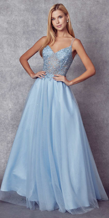 Juliet 268 Embroidered Sparkle Tulle Ball Gown by DiscountDressShop