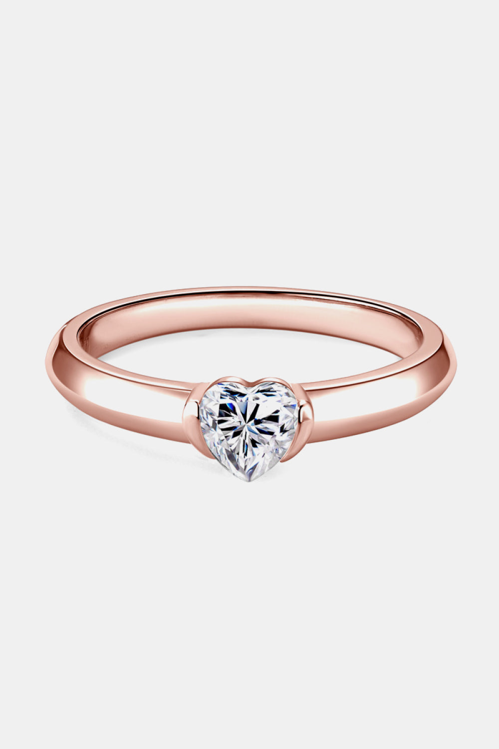 Sparkala™ 18k Rose Gold Over Pure Sterling Silver Heart Solitaire Ring by Sparkala