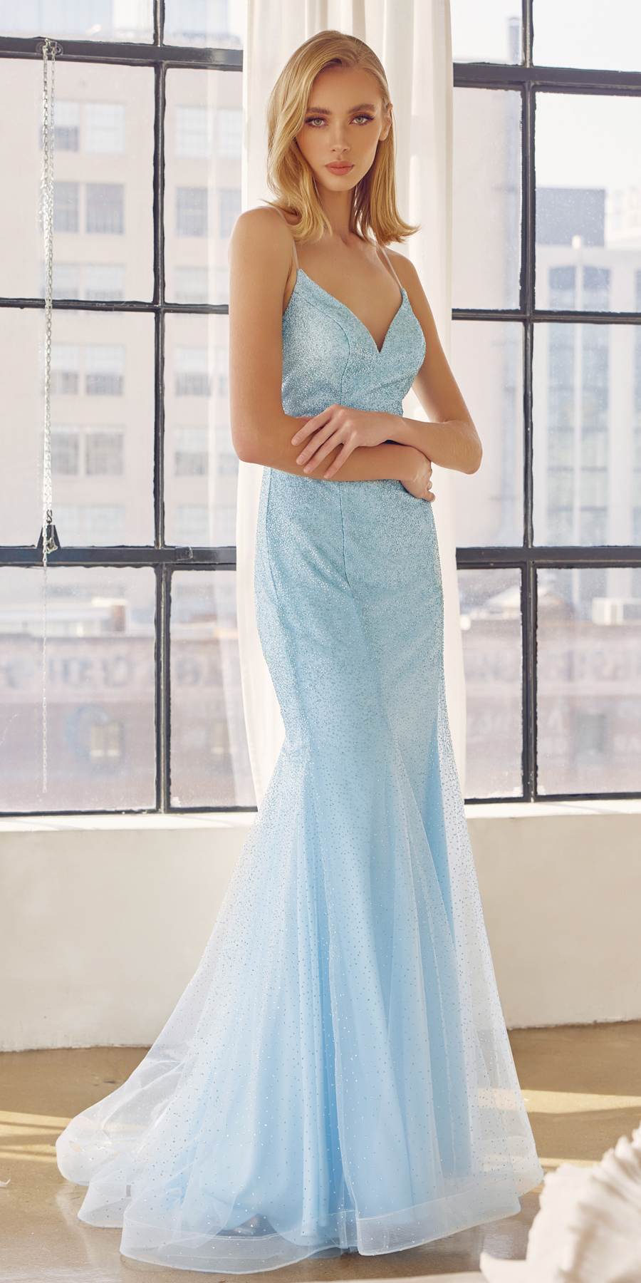Juliet 271W Glitter Mesh Fitted Wedding Gown by DiscountDressShop