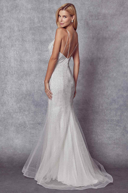 Juliet 271W Glitter Mesh Fitted Wedding Gown by DiscountDressShop
