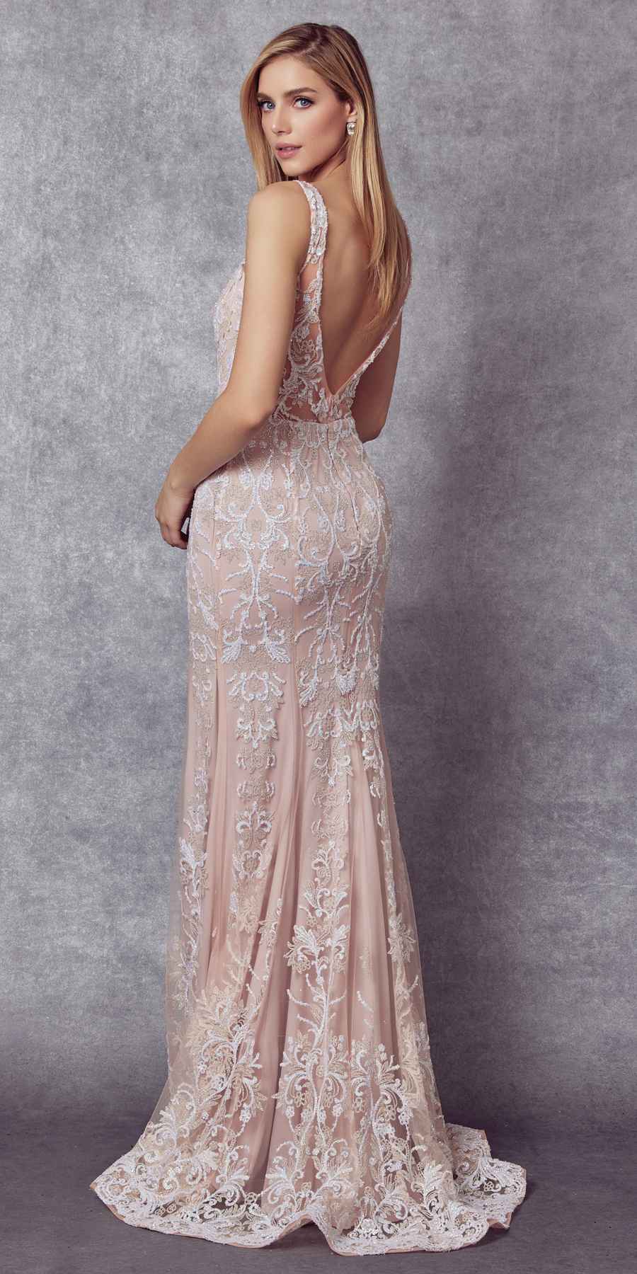 Juliet 277W Fancy Glitter Design Tulle Mermaid Wedding Dress by DiscountDressShop