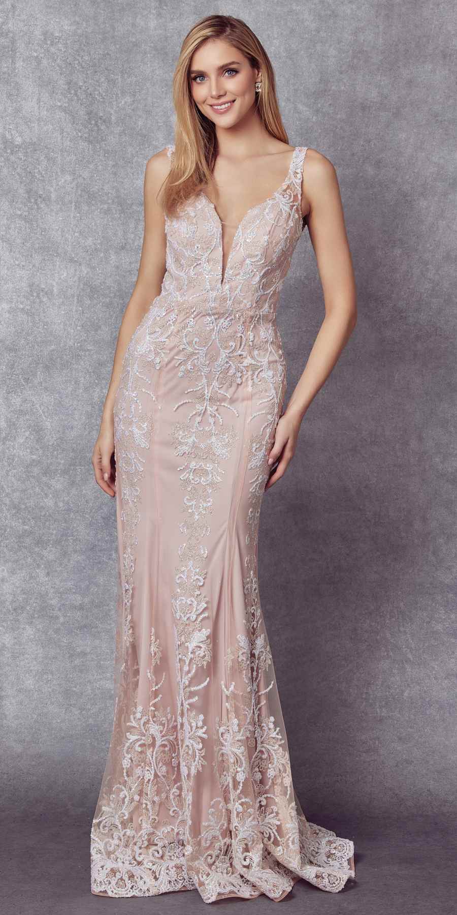 Juliet 277W Fancy Glitter Design Tulle Mermaid Wedding Dress by DiscountDressShop